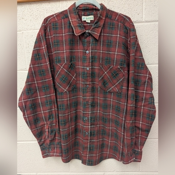 Haband size XL made in Swaziland plaid flannel button down shirt - Picture 1 of 9